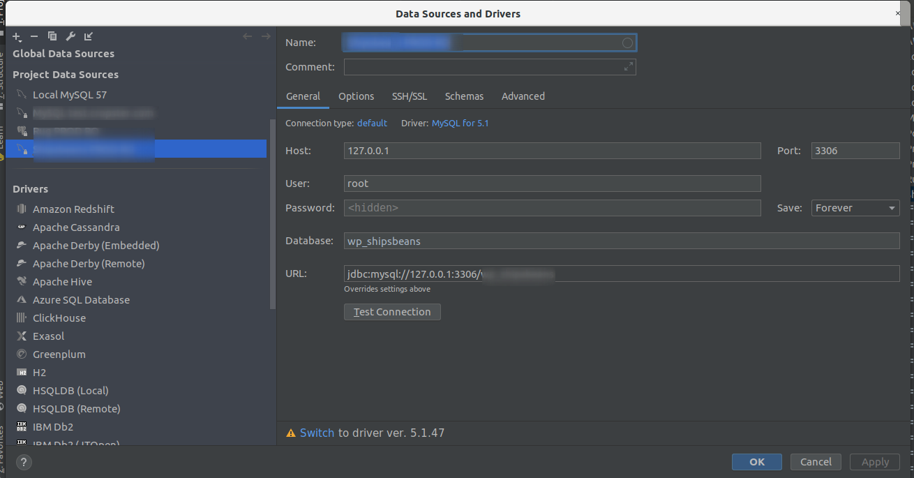 IntelliJ MySQL settings