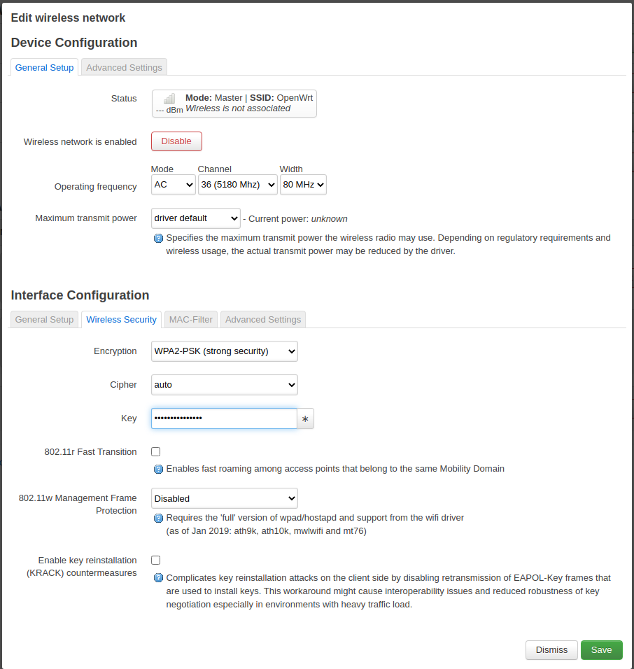 Set a password and enable encryption.